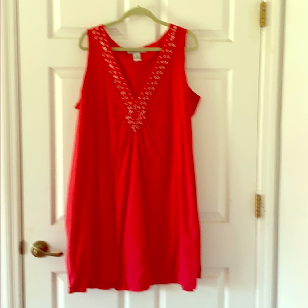 Tunic style dress detail with crystal beads